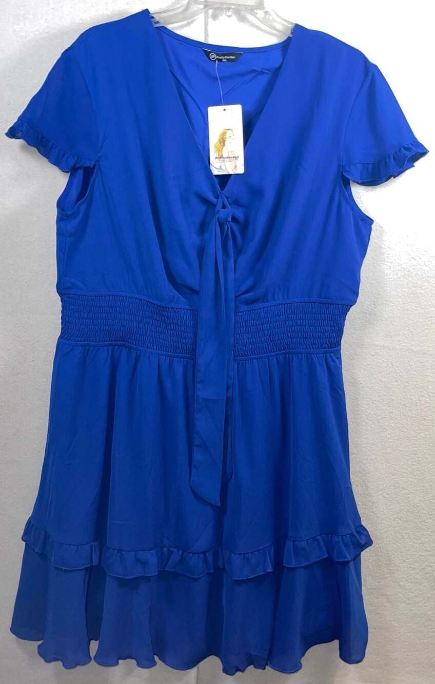 Niki ” Self Tie Smocked Dress ( Royal Blue ) – ,